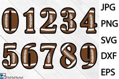 baseball numbers with the number one and two on them, in brown color against a white wooden background