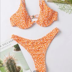 Brand New Without Tags But With Sanitary Liner And Original Packaging. Size Medium Shein Bikini. Orange Floral Print. Underwire Plunge Top Creating Push Up Effect. Lightly Padded. High Cut Bottoms. Runs Slightly Small! Comment With Questions! Orange Bathing Suit, Bathing Suit Patterns, Plunge Top, Orange Floral Print, Cute Bathing Suits, Reversible Bikinis, Cheeky Bikinis, High Cut, Orange White