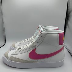 Nike Blazer Mid 77 “Summit White Pinksicle” 6y Or 7.5 Women’s Brand New With Box Missing Lid Message Me With Any Questions Nike Blazer Mid 77 Colors, Trendy Wishlist, Blazer Mids, Cinnamoroll Stuff, Shoes Nike Blazer, Blazer 77, Blazer Shoes, Teal Nikes, Nike 1