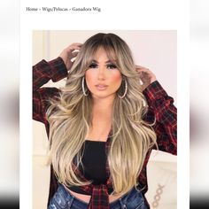 In Excellent Condition New Synthetic Wig.. Latina Blonde Hair Olive Skin, Wigs Color, Synthetic Wig, Synthetic Wigs, Wig Hairstyles, Womens Hairstyles, Wigs, Highlights, Conditioner