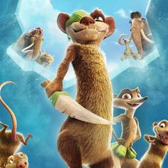 the movie poster for ice age continental adventure with an image of a rat and other animals