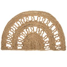 three natural jute rugs on white background