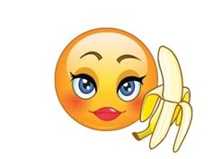 an emoticive smiley face holding a banana