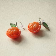 Mandarin Earrings Tangerine Jewelry Mandarin Jewelry Gift for - Etsy Clay Orange, Christmas Jewelry Diy, Quirky Earrings, Fruit Earrings, Funky Earrings, Orange Earrings, Jairzinho, Funky Jewelry, Christmas Earrings