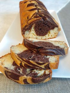 slices of chocolate swirled bread on a white plate