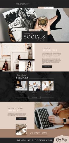 Wix website template for social media manager Edgy Website Design, Social Media Manager Website, Virtual Assistant Website, Wix Blog, Wix Website Design, Business Web Design, Instagram Font, Wix Website Templates, Creative Website Design