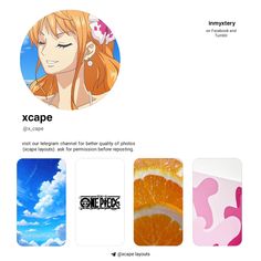 an image of some anime characters with oranges in their hair and the words xoape above them