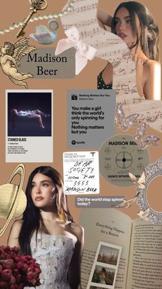 a collage of photos and text with some pictures on the page, including an image of a woman in a white dress