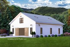 this is an artist's rendering of a two - story barn style home in the country