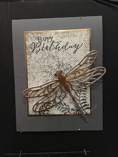 a birthday card with a dragonfly on it