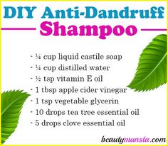 DIY Anti-Dandruff Shampoo with Tea Tree Oil - beautymunsta Hair Rinse Diy, Natural Beauty Hacks, Tea Tree Oil Face, Oils For Dandruff, Rosemary Shampoo, Herbal Shampoo