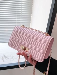 Bird in Bag - Quilted Twill Fabric Square Flap Shoulder Bag Street Style, Shein Bags, Cute Suitcases, Stylish Purse, Simple Chic, Chain Crossbody Bag