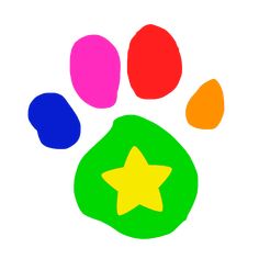 a colorful paw print with a star on it