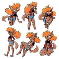 some cartoon character poses with orange hair