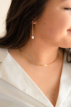 Our Rollo + Pearl Drop earrings are the perfect mix of fun + flirty. Made our 14k rollo chain attached to a gold stud and finished with a baroque pearl. Dress them up or down for comfortable everyday wear. Includes two 14k gold-filled rollo chain + baroque pearl drop earrings Size is approx. 1.5" drop All materials are lead & nickel free Minimalist Pearl Jewelry With Gold Chain, Minimalist Pearl Jewelry With Gold-plated Chain, Gold Pearl Earrings With Delicate Chain As Gift, Everyday Yellow Gold Jewelry With Baroque Pearls, Everyday Yellow Gold Baroque Pearl Jewelry, Yellow Gold Baroque Pearl Jewelry For Everyday, Jewelry Pearls, Everyday Wear Jewelry, Bridal Ideas