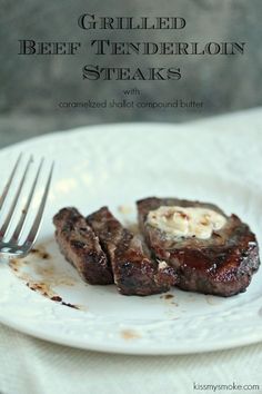 grilled beef tenderloin steaks with caramelized cheddar compound