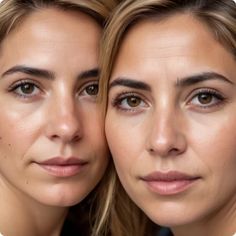 two women are looking at the camera with one woman's face to her left