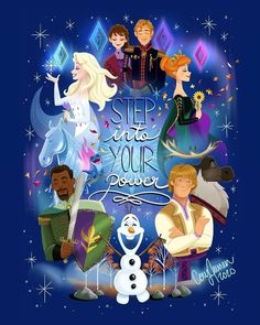 an image of disney characters with the words step into your power