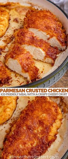 two pictures of cooked chicken in a pan