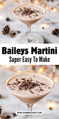 two martini glasses filled with bailey's martini super easy to make