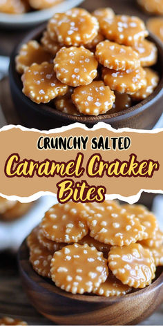 crunchy salted caramel cracker bites in small bowls