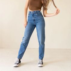 Let Loose With This Modern Interpretation Of A Classic 90s Style. This Jean Features A Flattering High Rise, 5-Pocket Styling, Zipper Fly And Stacked, Tapered Leg. It's Designed To Be Worn As A Relaxed, Loose Style. Sustainably Made With Tencel Fabric. Fabric: Non-Stretch 79% Cotton, 21% Lyocell Mom Jeans Size 30 Mom Jeans High Waisted, Tapered Mom Jeans, Levis Mom Jeans, Taper Jeans, Tencel Fabric, Tapered Leg Jeans, 90s Style, Loose Style, Tapered Jeans