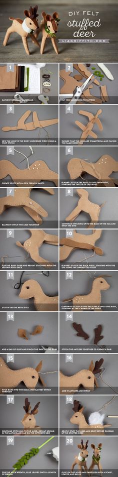 the instructions to make an animal sculpture with wood and paper, including leaves and flowers