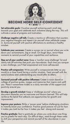 a poster describing how to use self - confidentness and self - contemplation