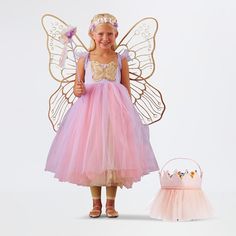 For Halloween or everyday dress-up, this sweet costume adds imagination to their day. Accented by tulle and sequins, the dress, wings, headpiece and wand complete the whimsical look. DETAILS THAT MATTER Four-piece design includes dress, wings, wand and headpiece. Made of polyester, tulle, sequins. Headpiece has a headband which allows it to easily fit your child. Undergarments not included. KEY PRODUCT POINTS Sizes 3T, 4-6 years and 7-8 years. See size chart. Spot clean. Imported. Wings Headpiece, Woodland Fairy Costume, Fairy Halloween Costume, Fairy Halloween, Fairy Halloween Costumes, Lavender Butterfly, Barbie Costume, Woodland Fairy, Butterfly Fairy