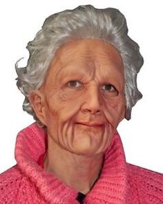 Beautiful old lady Old Lady Halloween, Woman Mask, The Mask Costume, Halloween Costume Mask, Short Grey Hair, Funny Costumes, Theme Halloween, Old Woman, Anti Aging Treatments