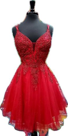 A Line V Neck Short Dark Red Lace Prom Dresses, Short Dark Red Lace Formal Homecoming Dresses Prom Dress Short Lace, Red Lace Prom Dress, Lace Prom Dresses, Custom Size Dresses, Quince Dresses, Prom Dresses Lace, Prom Dresses Short, Dresses Short, Red Lace