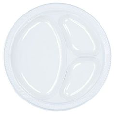 an empty plastic plate on a white background