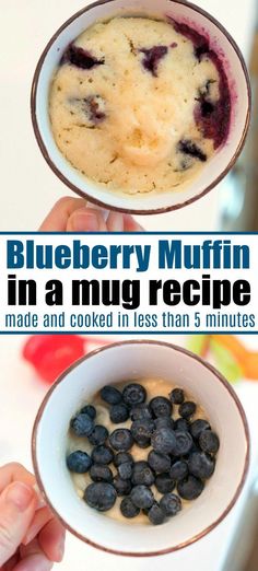 blueberry muffin in a mug recipe made and cooked in less than 5 minutes