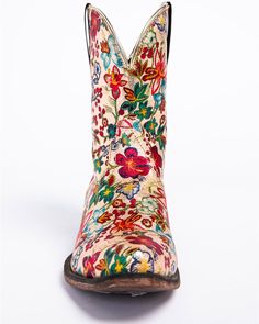 Roper Women's Ingrid Floral Western Booties - Snip Toe, Multi Couture, Cowgirl Boots, Cow Boots, Bota Country, Roper Boots, Embroidered Boots, Western Booties, Boots Boots, Cool Boots