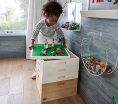 LEGO�® Storage Build and Stack | Pottery Barn Kids Organizing Lego Sets, Lego Duplo Storage, Lego Desk With Storage, Storage Wall Systems, Lego Rooms For Boys, Duplo Storage, Toy Storage Wall, Boy Toy Organization, Lego Kids Room