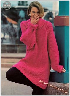 Women's Fisherman's Rib Tunic Sweater Knitting Pattern. To Fit Bust: 28/34, 36/42 inch Fall Pink Knitting Pattern, Fishermans Rib, Mohair Jumpers, Long Jumpers, Womens Knitting Patterns, Sweater Knitting Pattern, Rib Sweater, Woman Sweater, Jumper Knitting Pattern