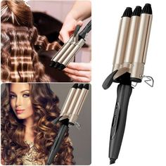 Curling Wand Curling Interchangeable 3 Barrel Wand Curler With Ceramic Tourmaline Curling Wand Curling For Women With Curler Features: SALON CURLING WAND SET: Interchangeable Tourmaline Ceramic BarrelsWorks with all hair styling tools and can be used for long hair and short to thin, fine, normal, thick, and coarse hair for perfect hair styling TOURMALINE CERAMIC COATED CURLING : tourmaline ceramic surface, heating and generating negative ions, locks to hair, frizz and damage, and perfectly displays shiny, firm and natural curls CURLING WAND: three curling barrel do not clip the hair and do not hurt the hair process design, lengthen 3 tubes to make the hair more even, tight and long-lasting waves FAST 30 SECOND HEATING BARREL CURLER WAND: hair curling wand 30-second fast constant temperatur Wand Curler, Curling Wand Set, Process Design, Wavy Curls, Curling Hair With Wand, Hair Frizz, Hair Curling, Curling Wand, Hair Styling Tools