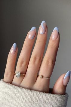 light blue acrylic nails, spring nails, summer nails, easter nails, nail inspo Baby Blue Nails, May Nails, Almond Acrylic Nails, White Nail, Prom Nails, Minimalist Nails, Short Acrylic Nails, Nail Arts