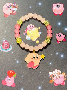 Kirby inspired bracelet! Made of stretchy string! Kirby Jewelry, Kirby Bracelet, Aesthetic Bracelets, Little Outfits, Crafty Craft, Bracelet Ideas, Kirby, Cute Things, Favorite Jewelry