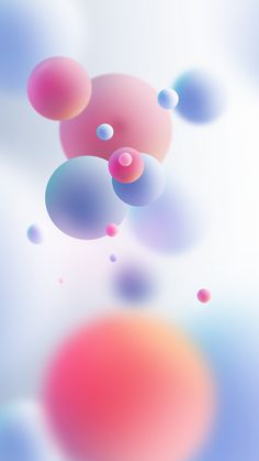 an abstract background with circles and bubbles in pink, purple, blue and white colors