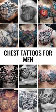 chest tattoos for men with different designs and colors