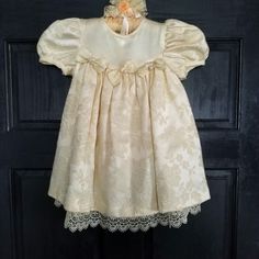 Beautiful Creme Colored Toddler Dress, Perfect For A Church Event Or Wedding Made By Good Lad Of Philadelphia, Manufacturer Of Quality Children's Clothes Most Likely Never Worn, Although It Does Have Two Small Age Stains That May Come Out If Treated Properly (See Pictures) Tag States "Dry Clean Only" Comes With Pictured Decorative Hanger Always Willing To Bundle With My Other Vintage Baby Items, Message Me! Cream Short Sleeve Dress For Dress-up, Fitted Cream Dress For Dress-up, Fitted Cream Dress For Dress-up Occasions, Fitted Cream Princess Dress With Lace Trim, Cute Fitted Dress For First Communion, Princess Style Short Sleeve Baptism Dress, Fitted Short Sleeve Princess Dress For Baptism, Fitted Cute Baptism Dress, Cute Fitted Baptism Dress