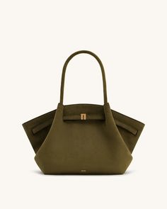 Hana Medium Faux Suede Tote Bag - Dark Olive - JW PEI Structured Bag Classy, Jw Pei Hana Tote Bag, Purses And Handbags 2024, Botegga Tote Bag, Suede Purses And Handbags, Mid Range Handbags, Chic Lunch Bag, Work Tote Bag Aesthetic, Suede Bags For Women