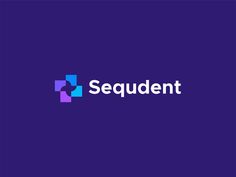 the logo for sequdentt is shown on a purple background with blue squares