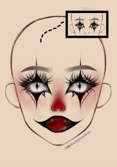 Make Up Yeux, Creepy Clown Makeup, Cute Clown Makeup, Wanna Recreate, Makeup Charts, Creepy Makeup, Anime Eye Makeup