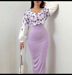 Crop Top Modest Outfit, Purple Modest Outfit, Modest Semi Formal Dresses, Classy Everyday Outfits Minimal Classic, Elegant Dresses Classy Modest, Baddie Church Outfits, Modest Fashion Christian, Modest Girly Outfits, Mode Hijabi