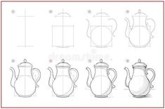 how to draw a teapot with step by step instructions for beginners royalty illustration