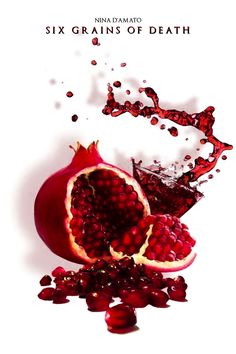 the pomegranate is falling into the water