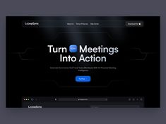 an image of a web page with the words turn and meetings into action on it