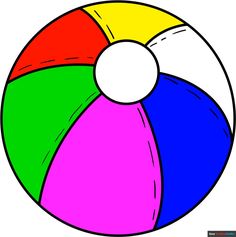 a colorful beach ball sitting on top of a white surface